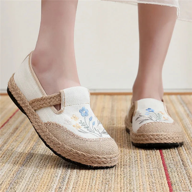 Ella | Boho Embroidered Canvas Shoes