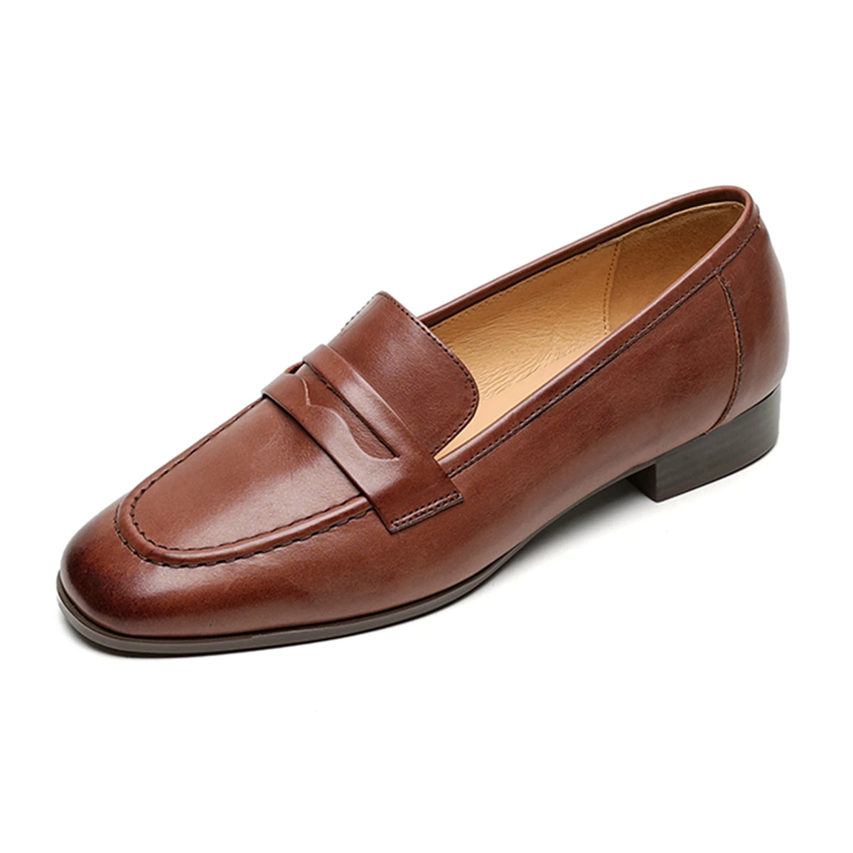 PHOEBE | RETRO LOW-HEEL LEATHER LOAFERS