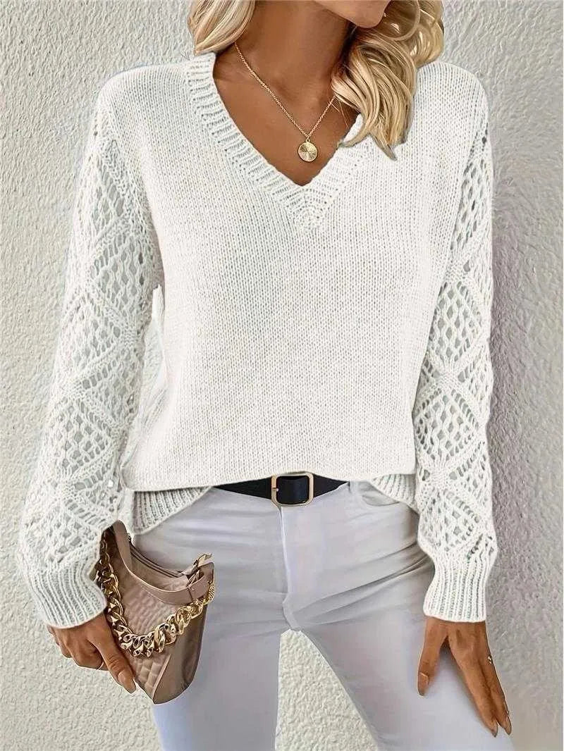 Martha | V-Neck Open-Knit Jumper