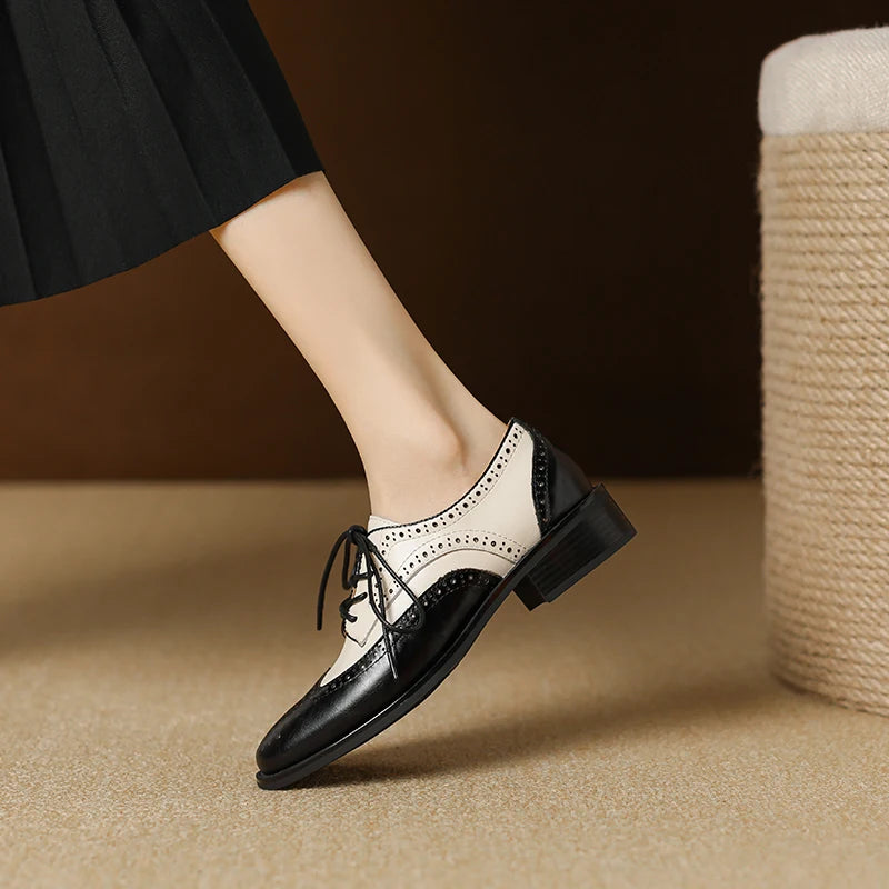 HALLIE | GENUINE LEATHER OXFORD BROGUES