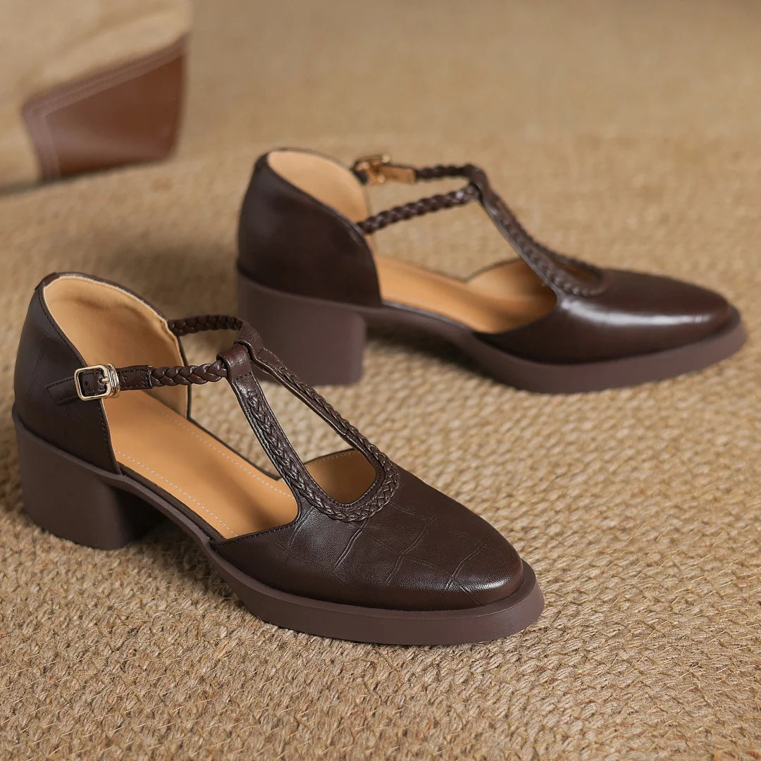 Maisy | Elegant T-Strap Mid-Heel Shoes