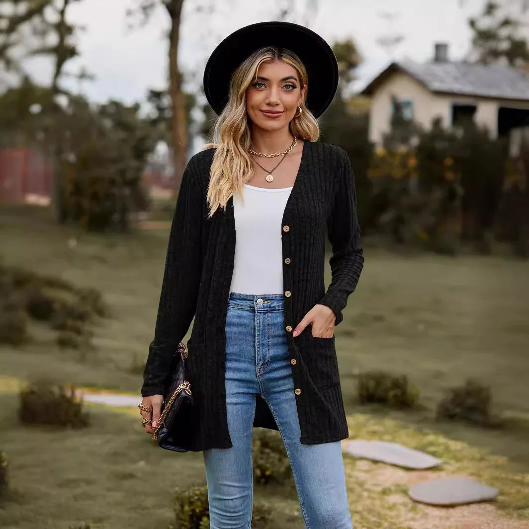 Eleanor | Women's Soft Ribbed Knit Long Sleeve Cardigan