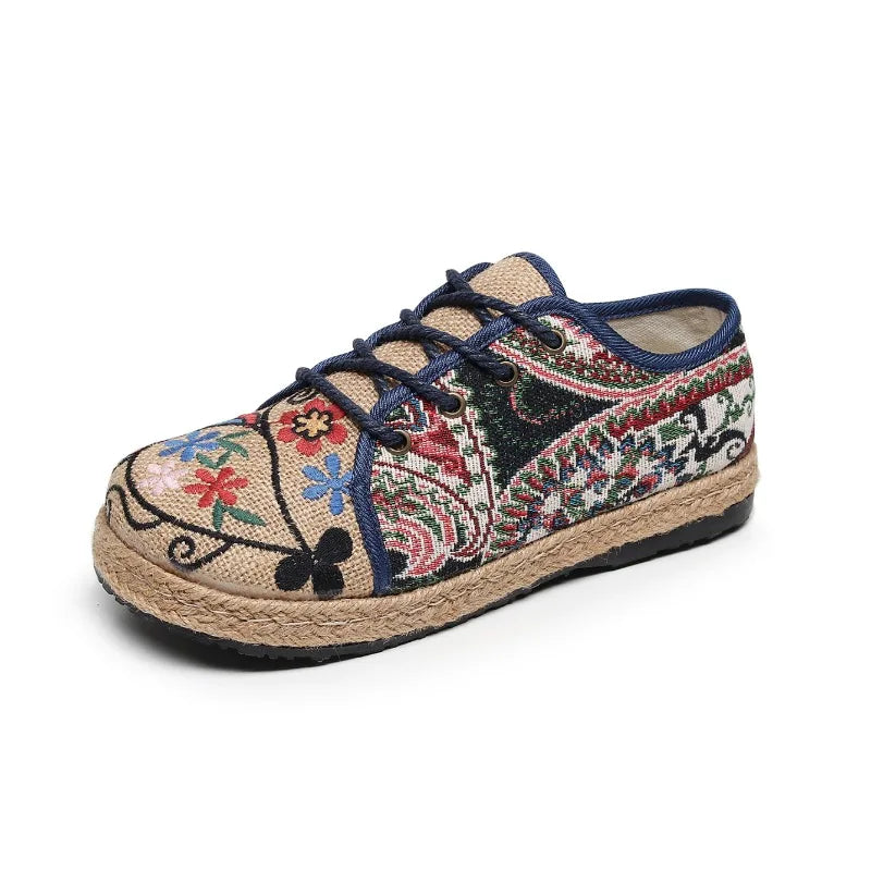 Lily | Woven Canvas Lace-Up Sneakers