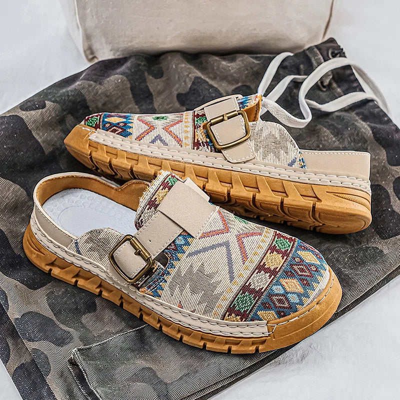 Hannah | Boho Patterned Slip-On Mules Shoes