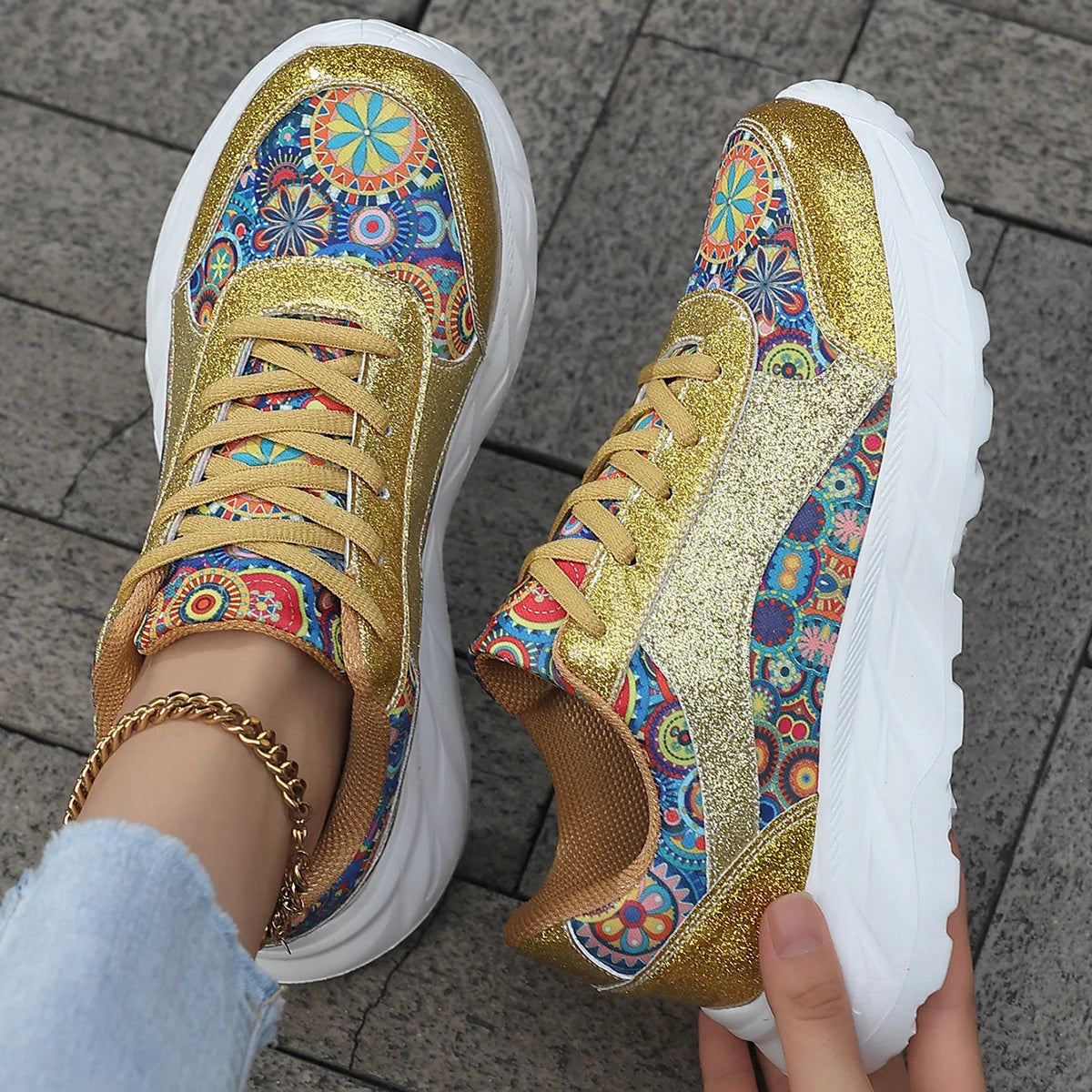 Eloise | Glitter Platform Casual Sneakers