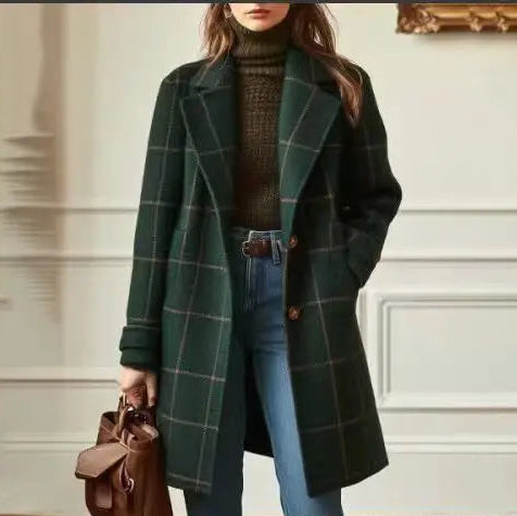 Alexandra | Retro Plaid Long Coat
