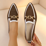 HELEN | POINTED METAL BUCKLE LOW-CUT KNITTED LOAFERS