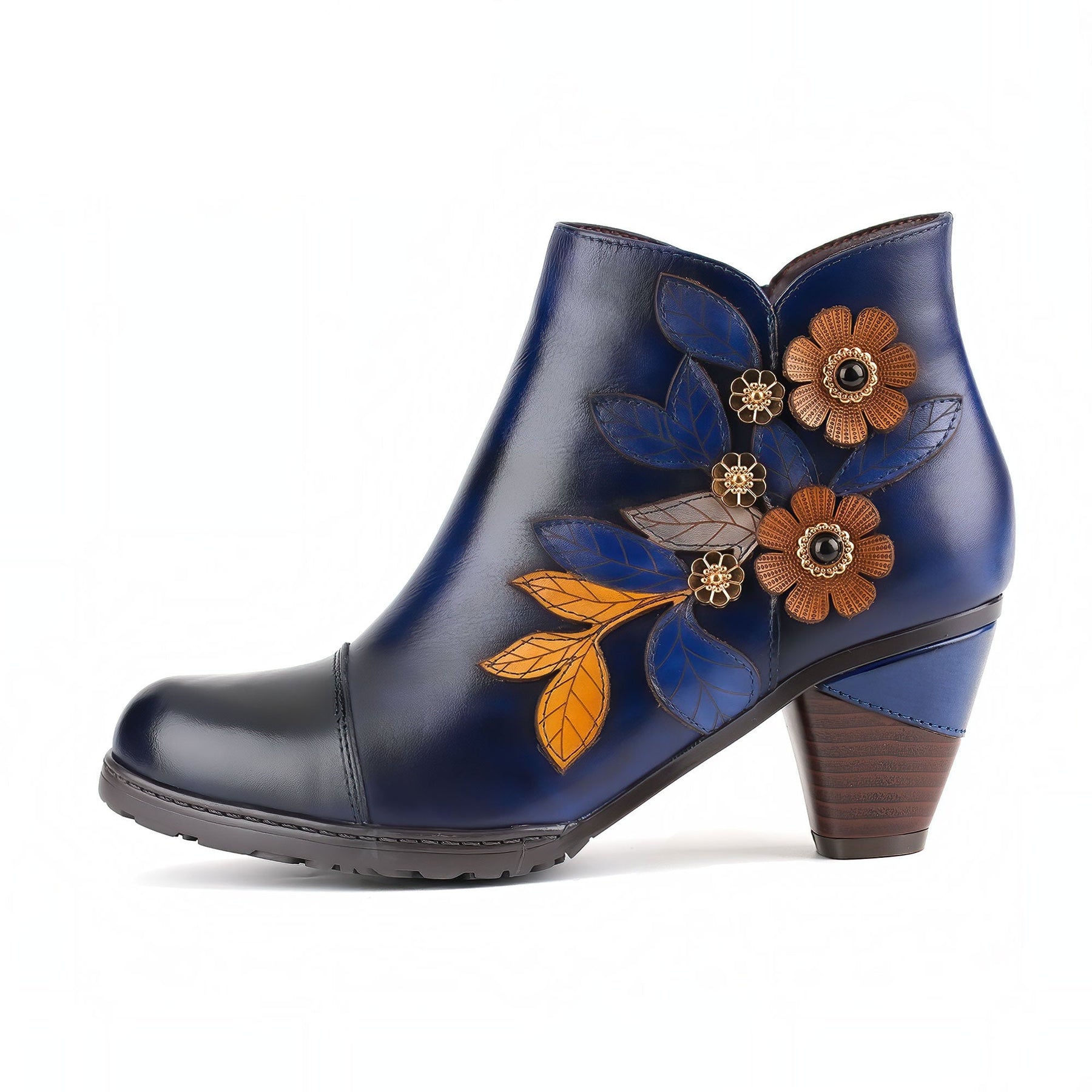 Retro Boho Floral Charm Ankle Boots
