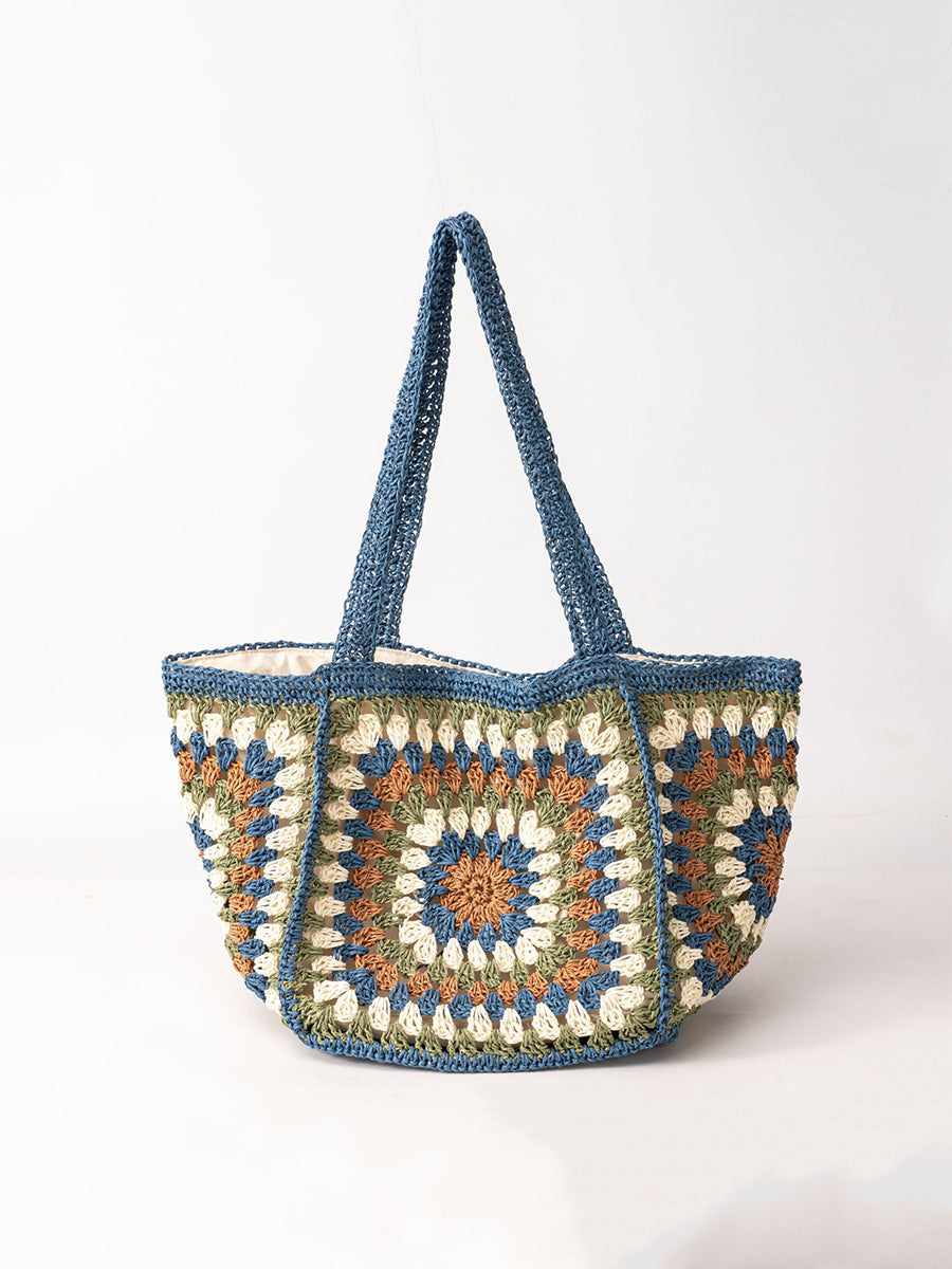 Women's One-Shoulder Magnetic Buckle Large-Capacity Woven Bag MDA0487H3I
