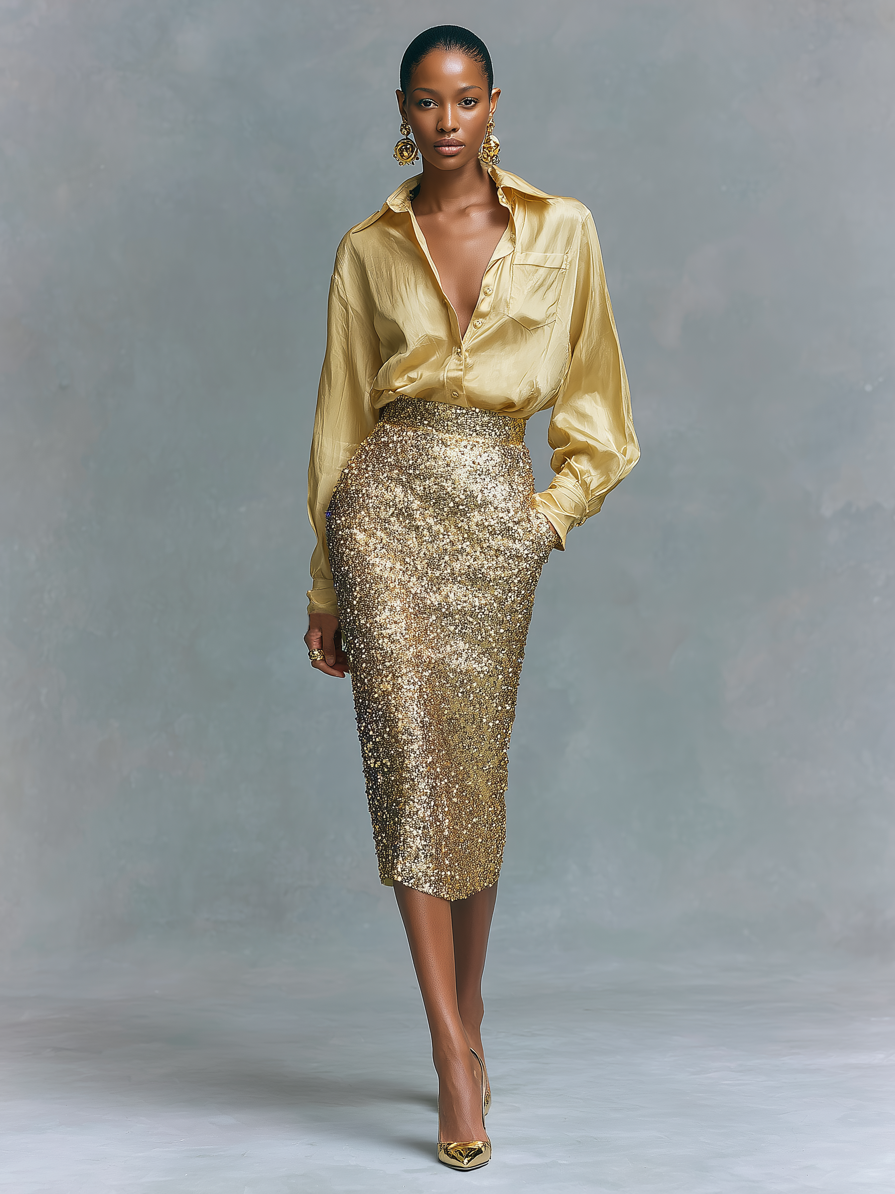 Women's Minimalist Sequin Straight Pencil Skirt MDA1741L9Y