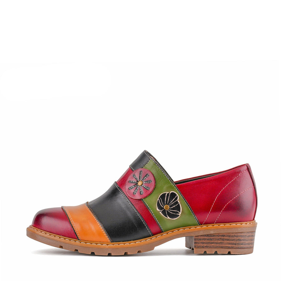FLORAL COLOR-BLOCK LOAFERS FLATS