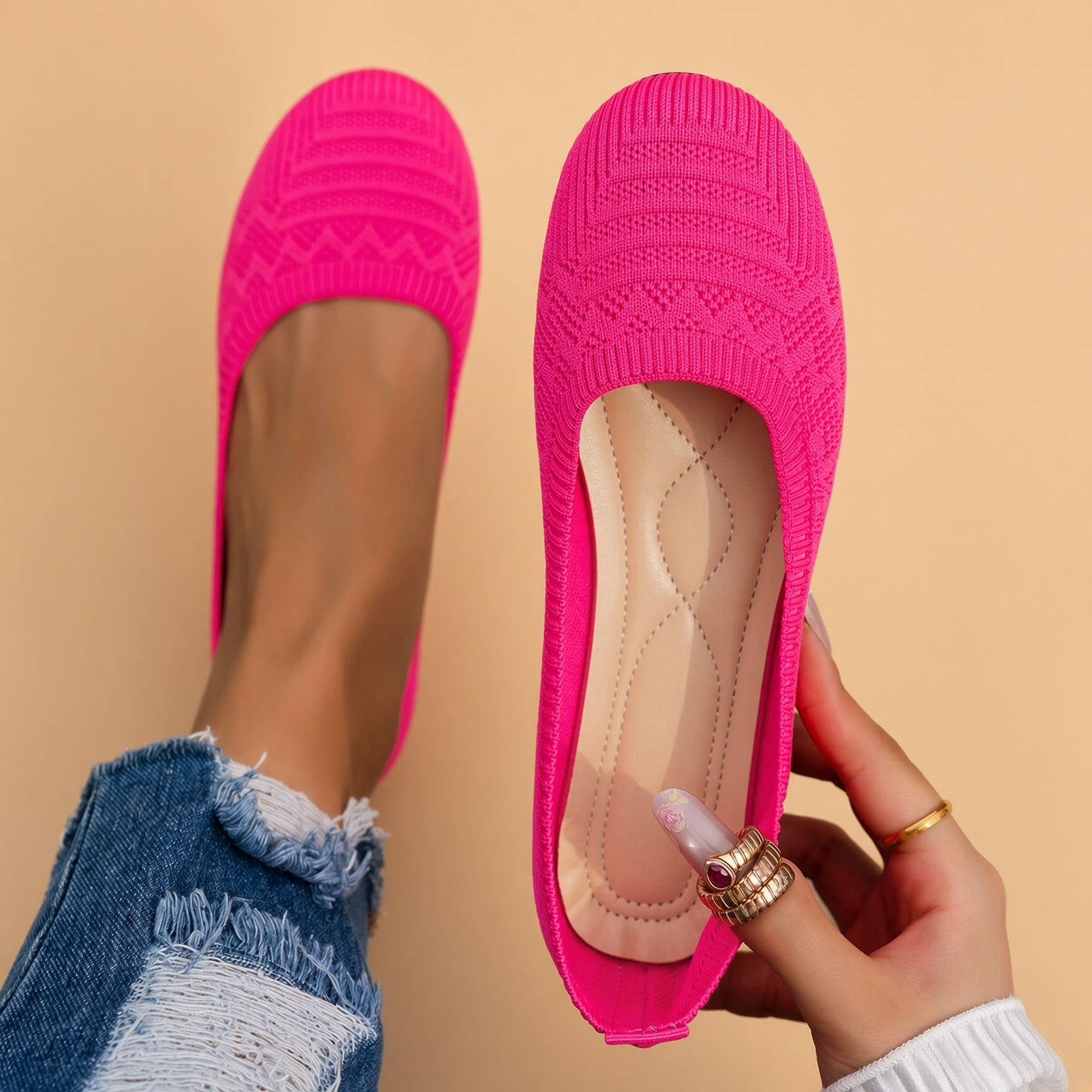 Lisa | Breathable Knitted Slip-On Walking Shoes