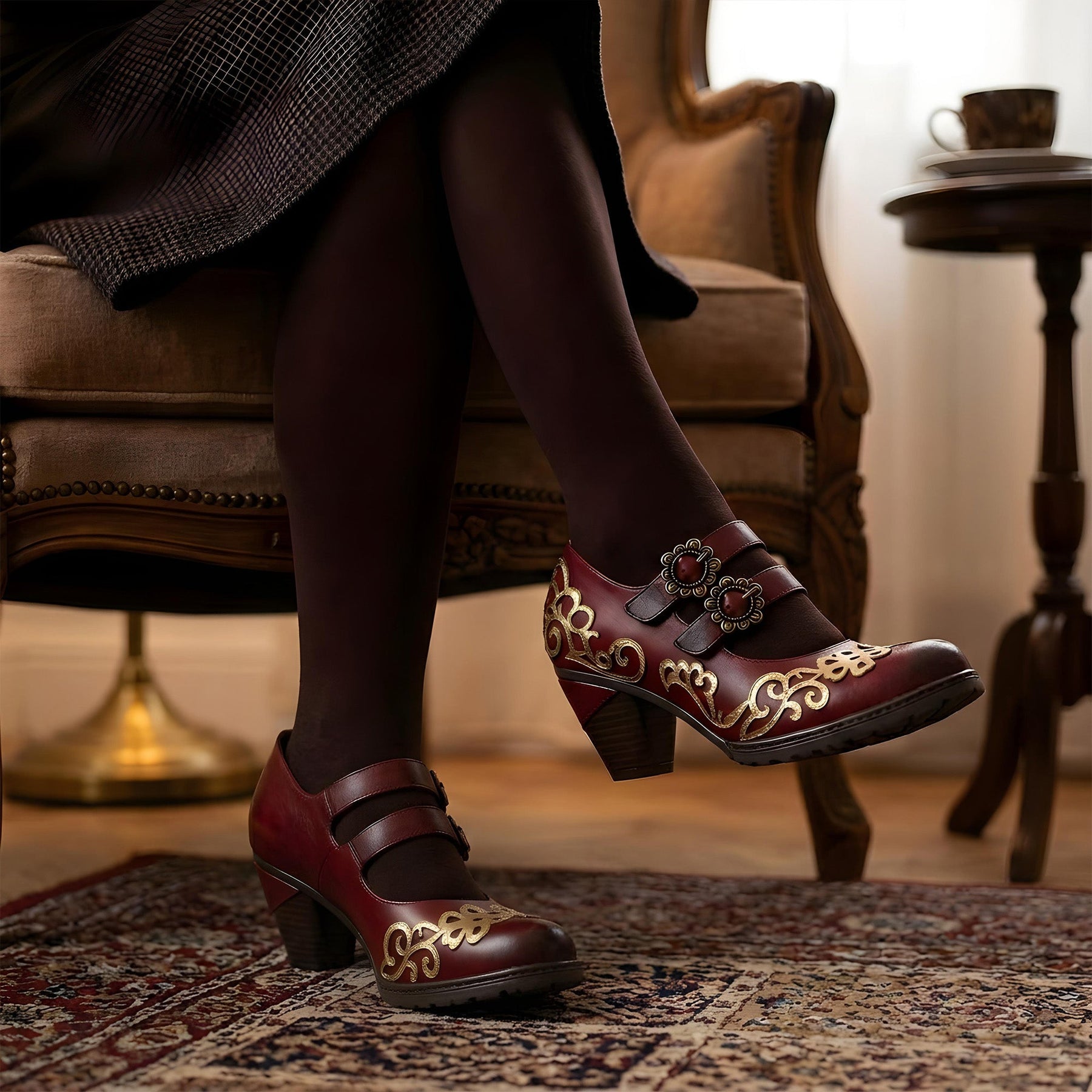 Vintage Burgundy Mary Jane Pumps