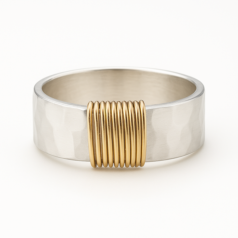 Vintage Golden Threads Silver Ring