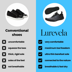 Lurevela barefoot shoes compared with conventional shoes