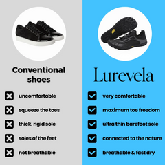 Lurevela barefoot shoes compared with conventional shoes