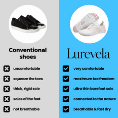 Lurevela barefoot shoes compared with conventional shoes