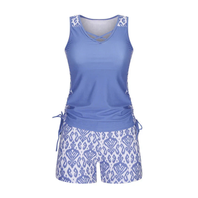 Faith | Boho Print Tankini Set with High-Waisted Shorts