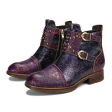 VINTAGE HANDMADE EMBOSSED ROSE FLAT BOOTS
