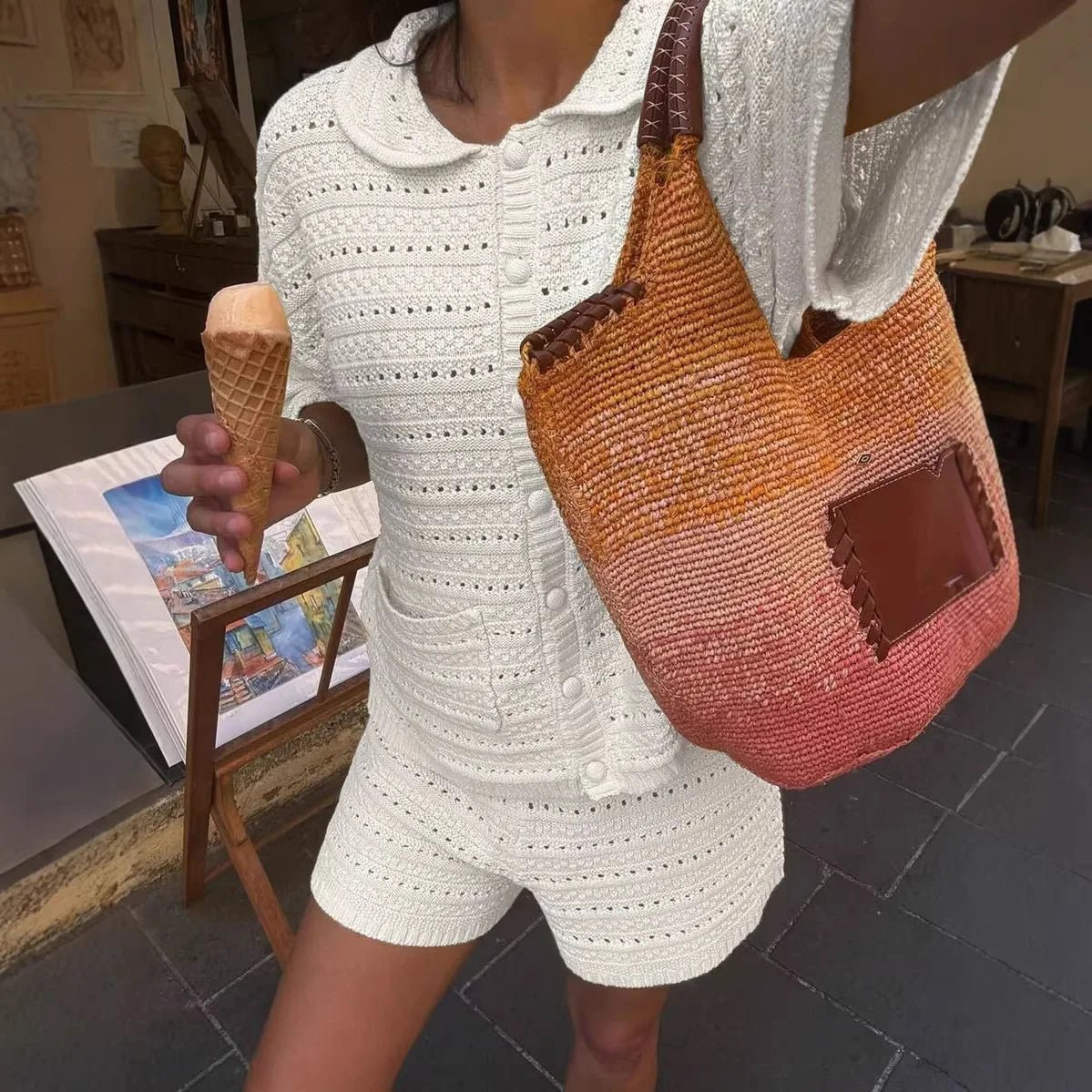 Madeleine | Solid Knit Cardigan Shorts Set