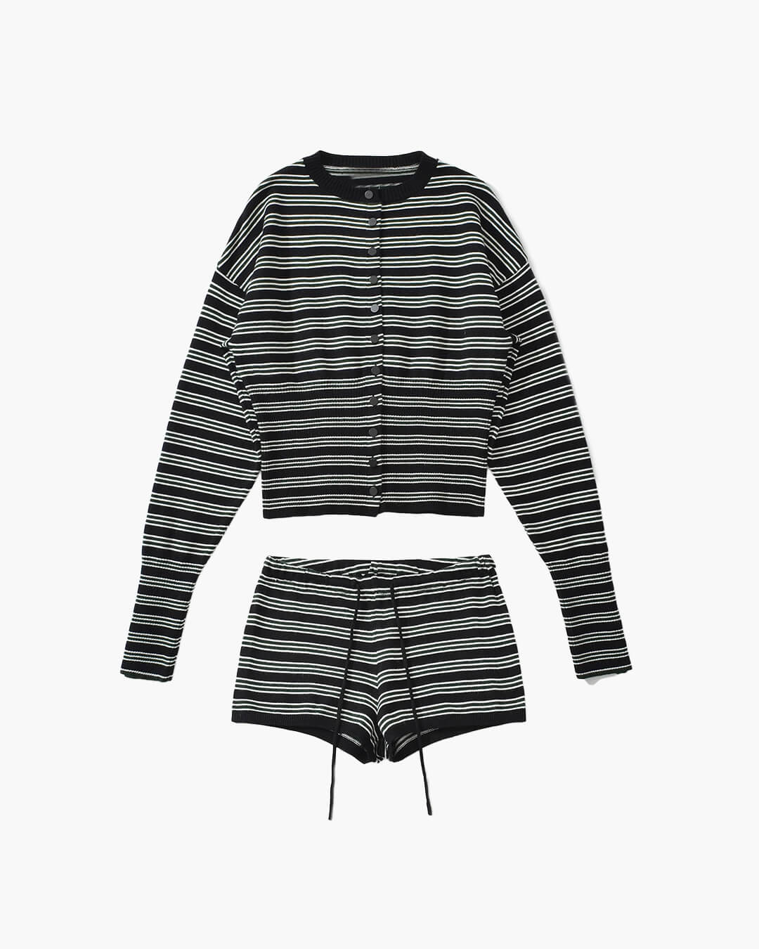 Stephanie | Striped Cardigan Shorts Set