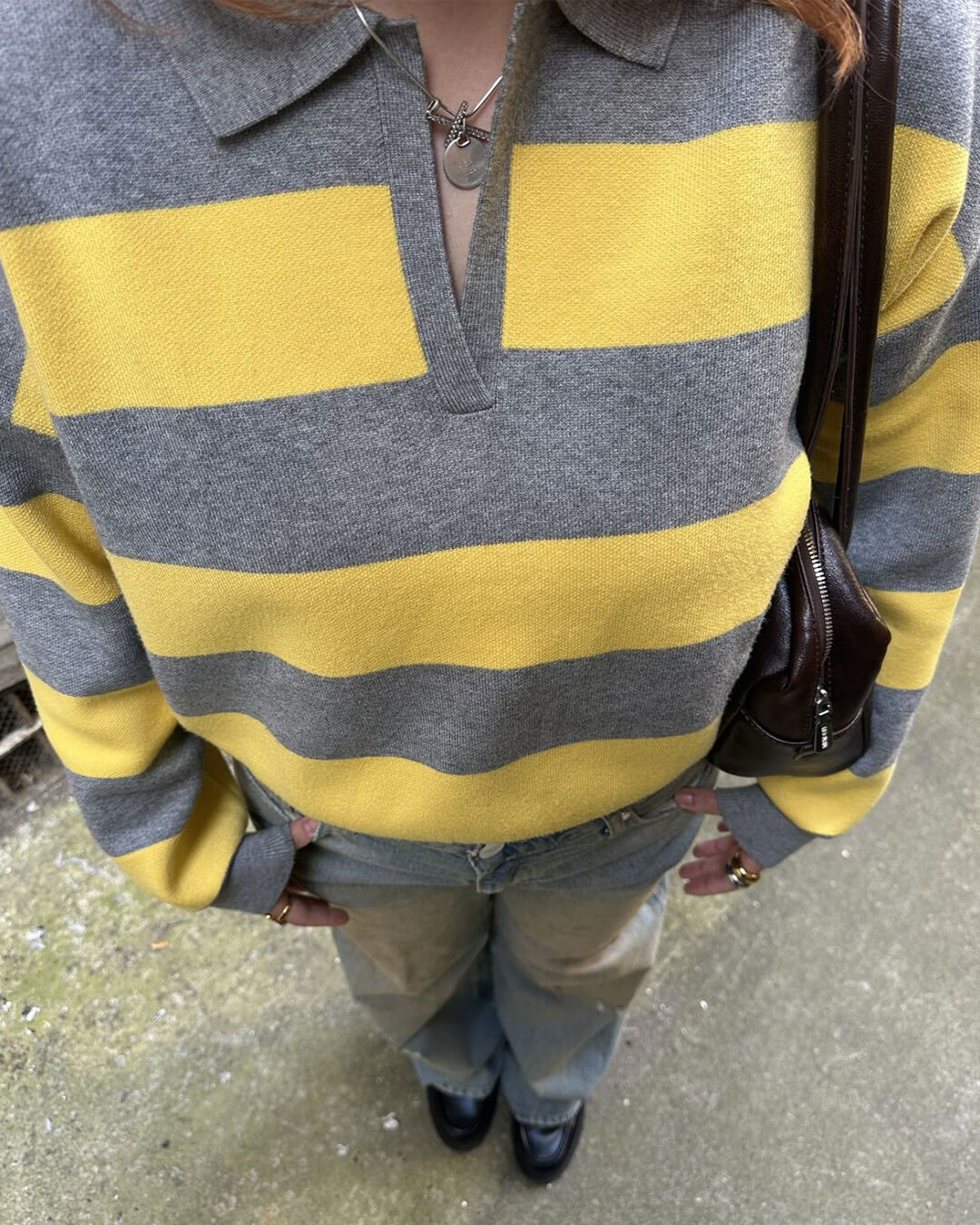 Hazel | Striped Knitted V-Neck Pullover