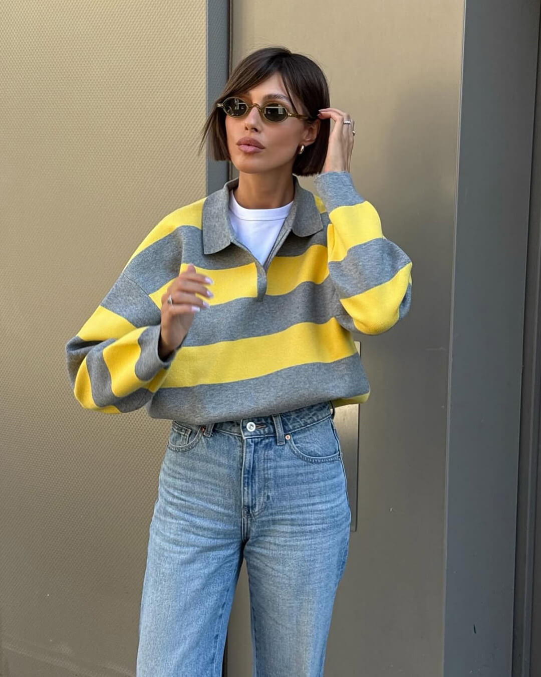 Hazel | Striped Knitted V-Neck Pullover