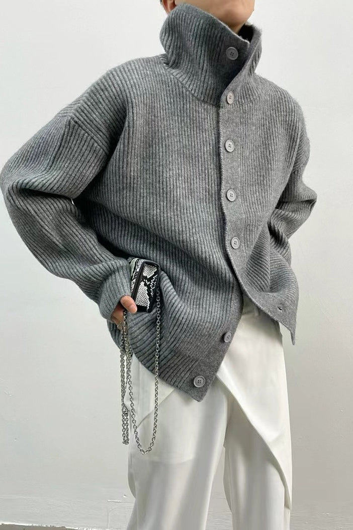 Stella | Ribbed Funnel Neck Cardigan