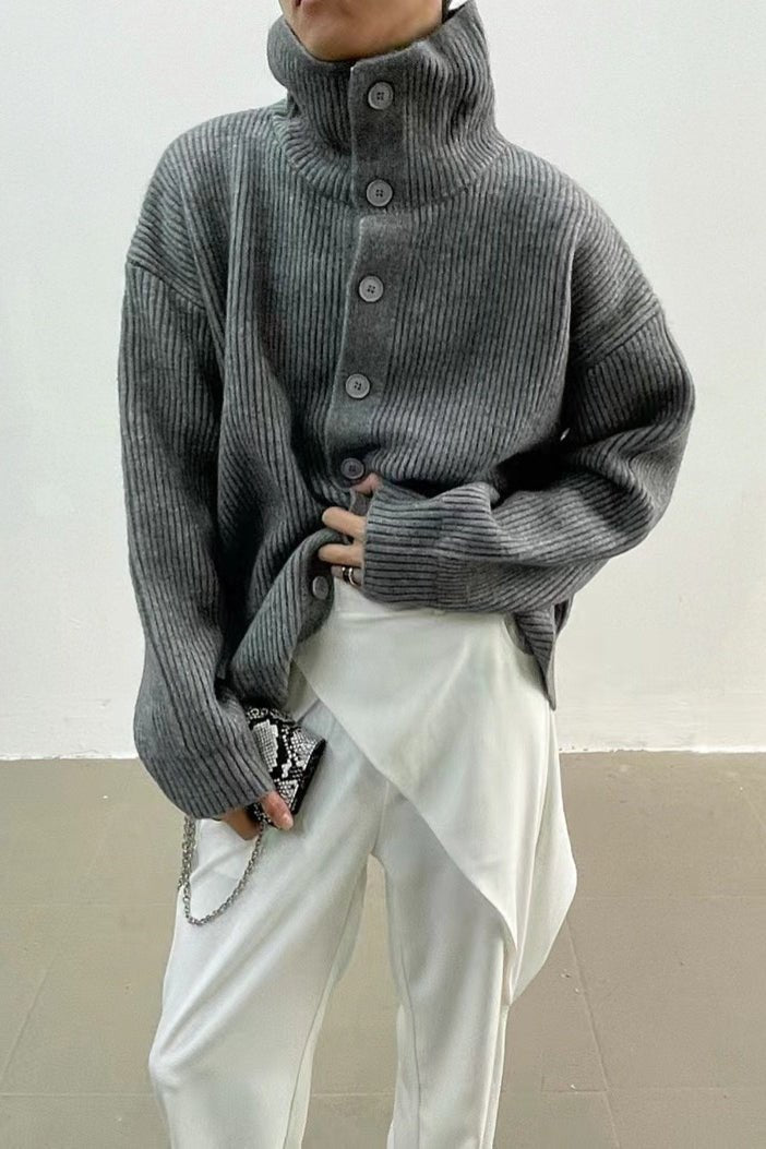 Stella | Ribbed Funnel Neck Cardigan