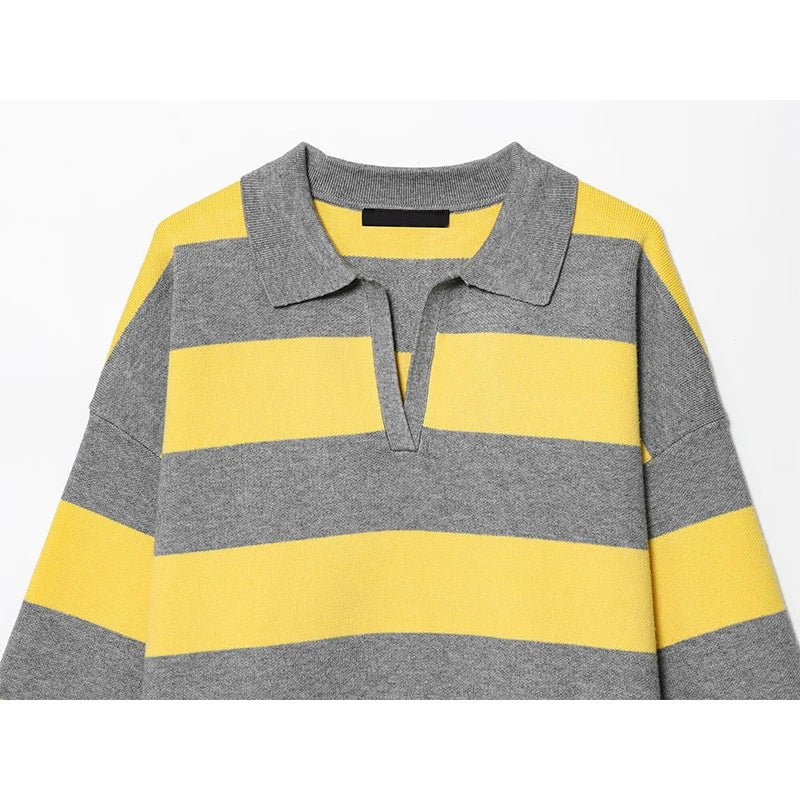 Megan | Striped Polo Neck Sweater