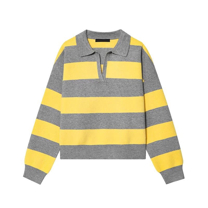Megan | Striped Polo Neck Sweater