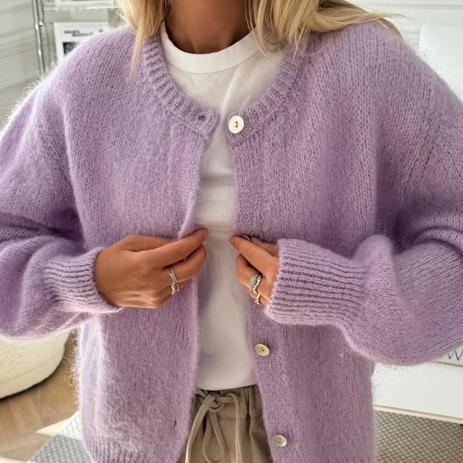 Alexa | Fuzzy Knit Cardigan