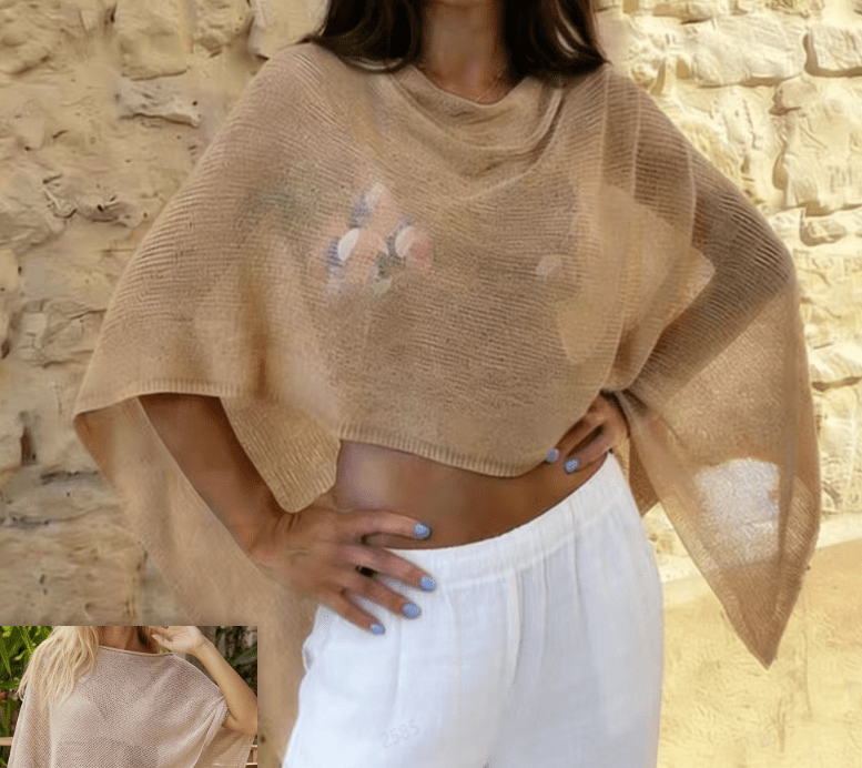 Samantha | Asymmetrical Asymmetrical Sheer Poncho Top
