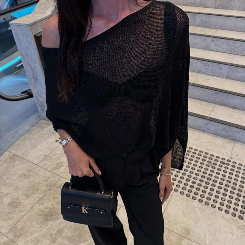 Samantha | Asymmetrical Asymmetrical Sheer Poncho Top