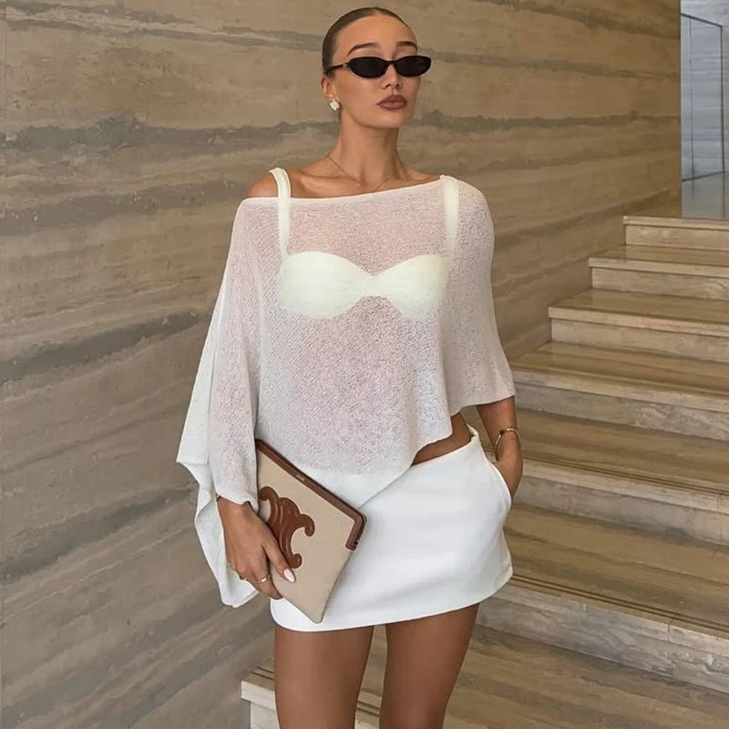 Samantha | Asymmetrical Asymmetrical Sheer Poncho Top