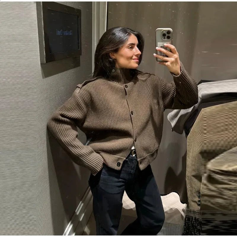 Nicole | Knitted High Neck Cardigan