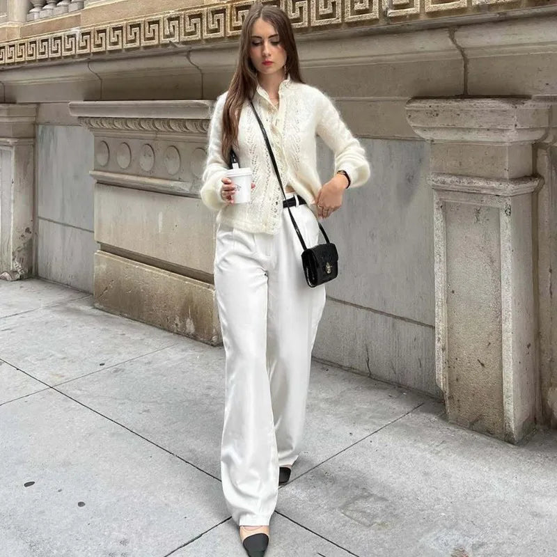 Tamara | White Lace Knit Cardigan