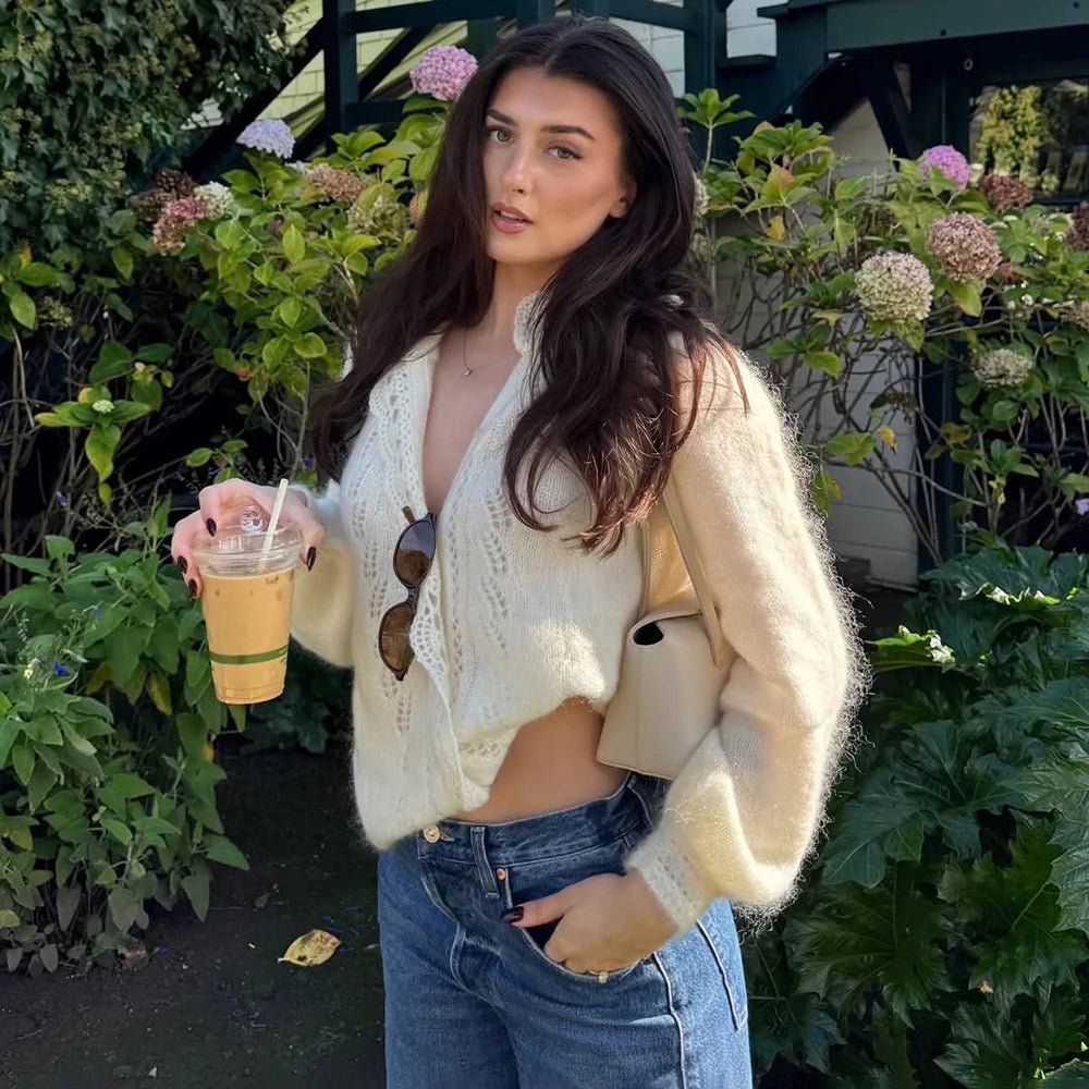 Tamara | White Lace Knit Cardigan