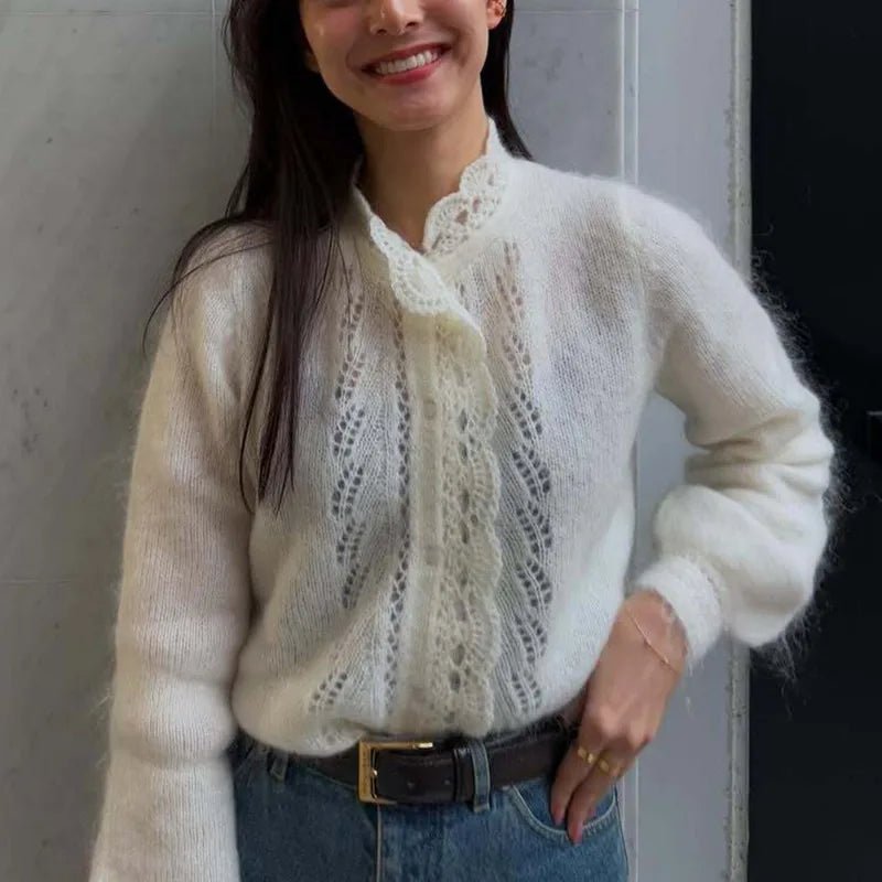 Tamara | White Lace Knit Cardigan