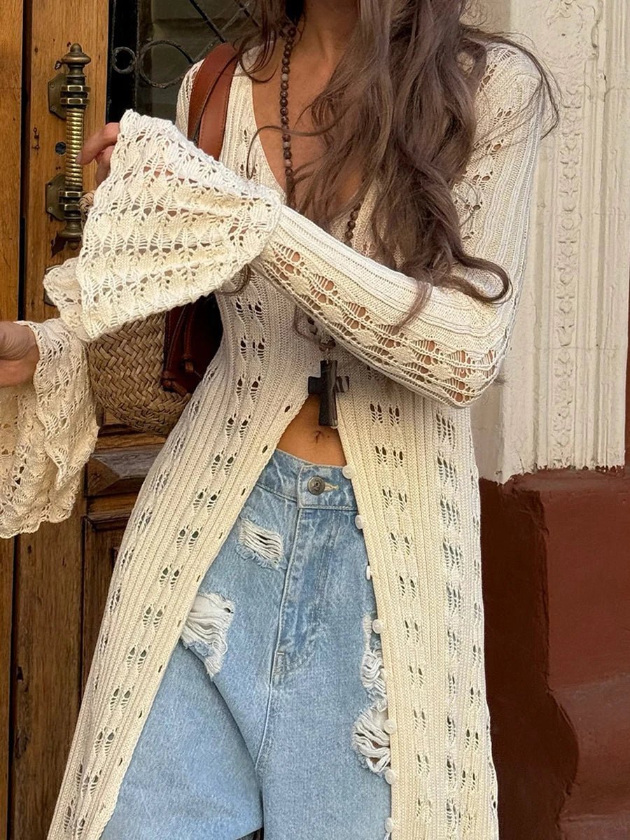 Melody | Hollow Out Knit Cardigan Dress