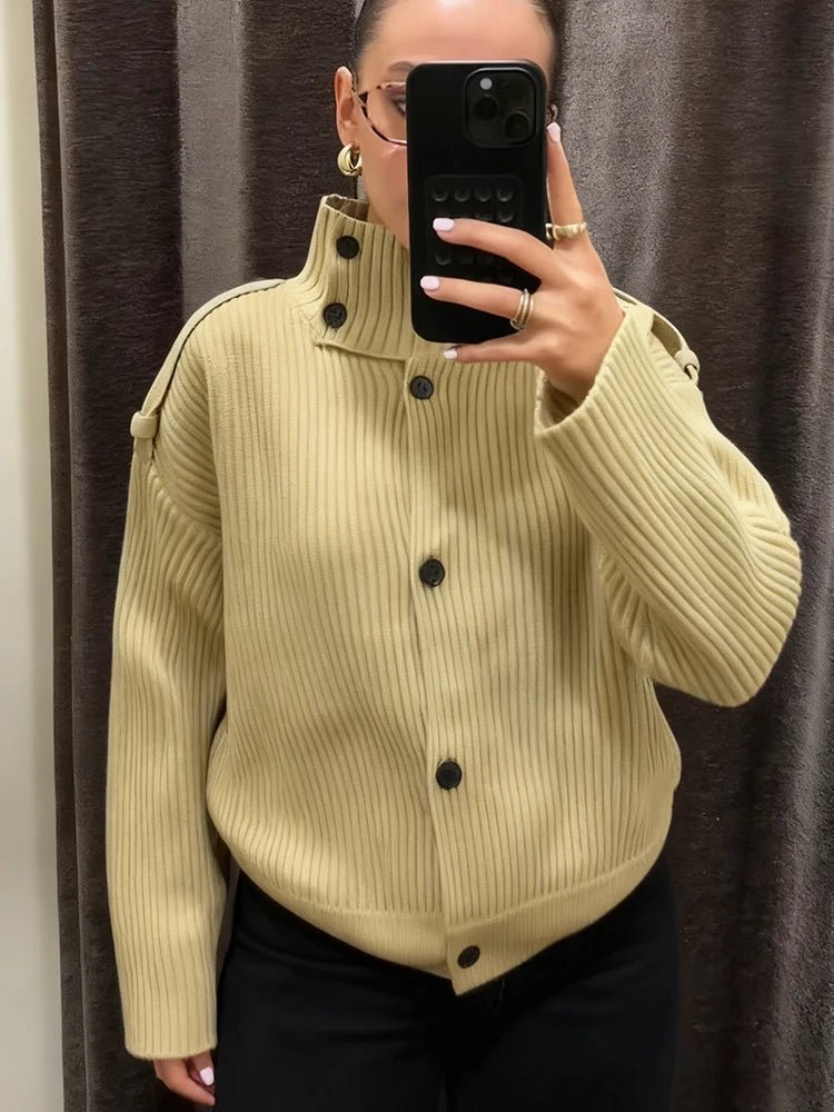 Aimee | Stand Collar Knitted Cardigan