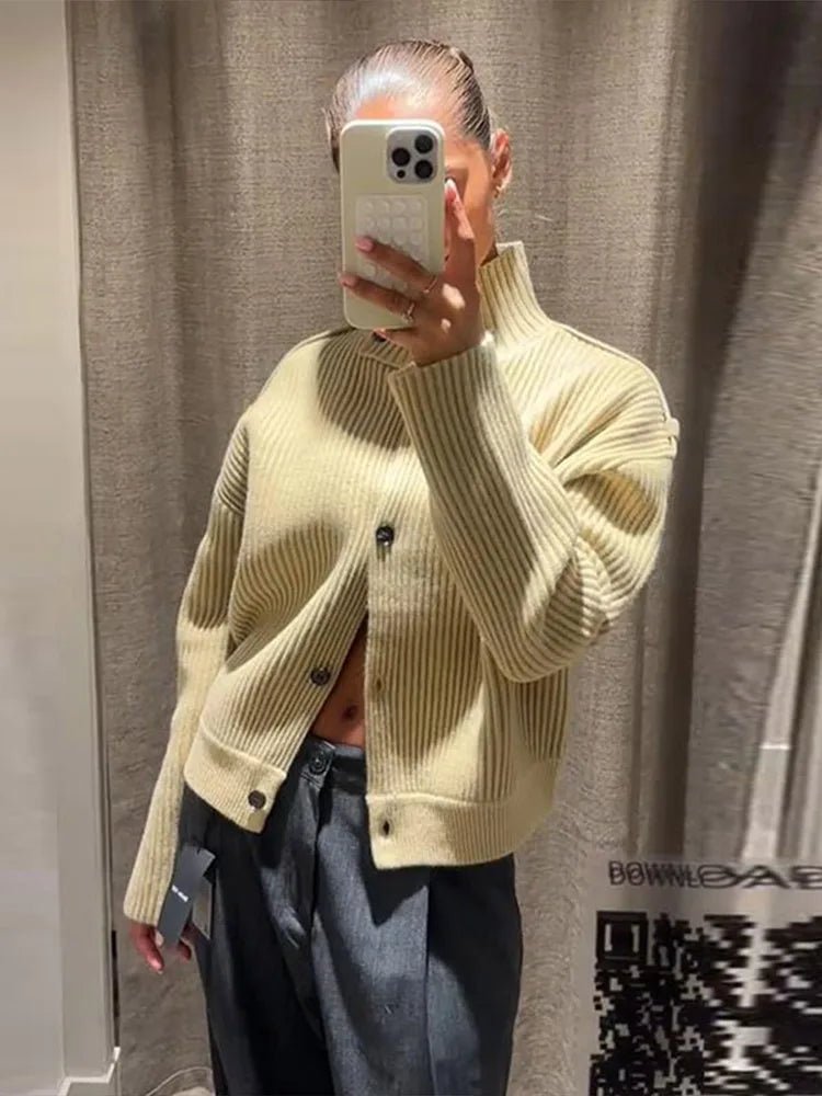 Aimee | Stand Collar Knitted Cardigan