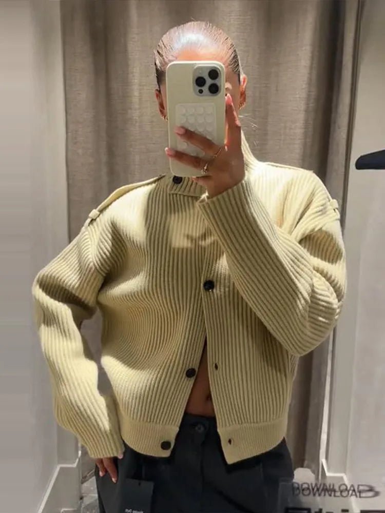 Aimee | Stand Collar Knitted Cardigan