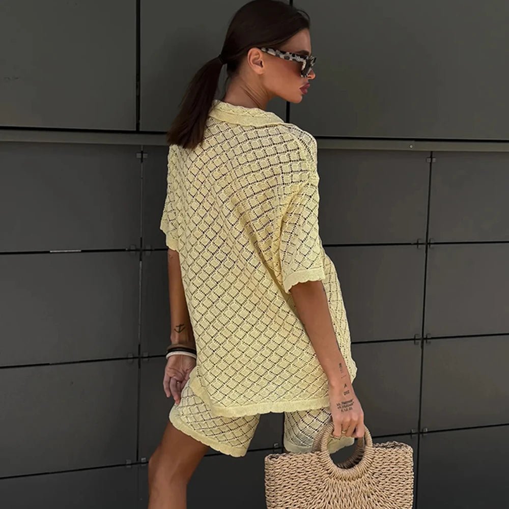 Lydia | Knit Cardigan Shorts Set