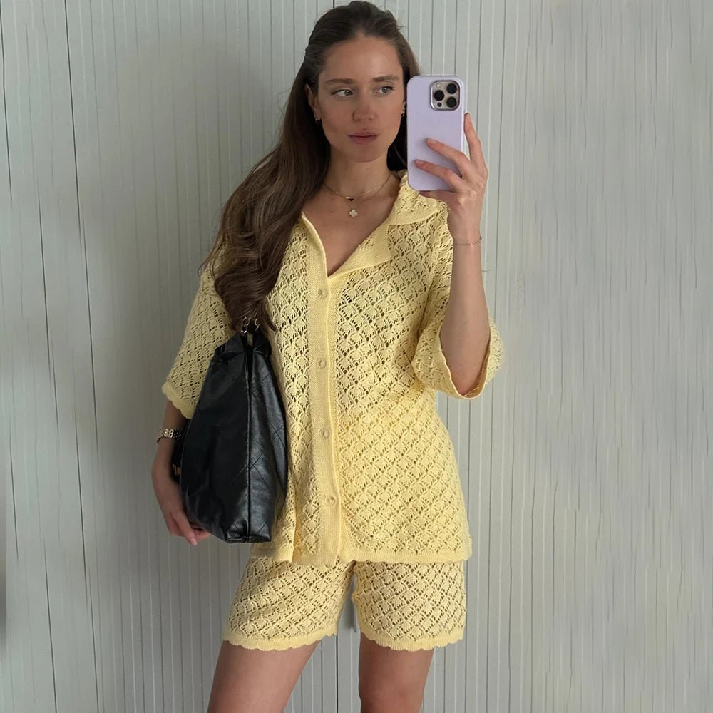 Lydia | Knit Cardigan Shorts Set