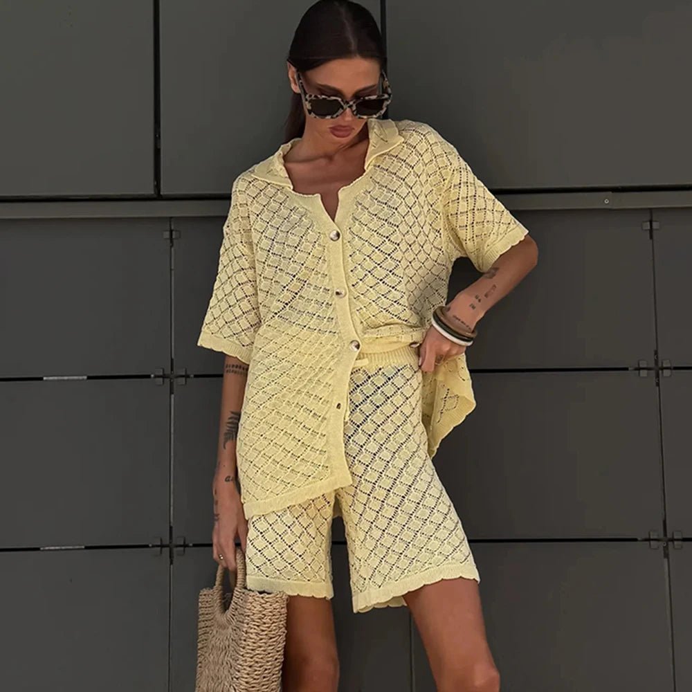 Lydia | Knit Cardigan Shorts Set