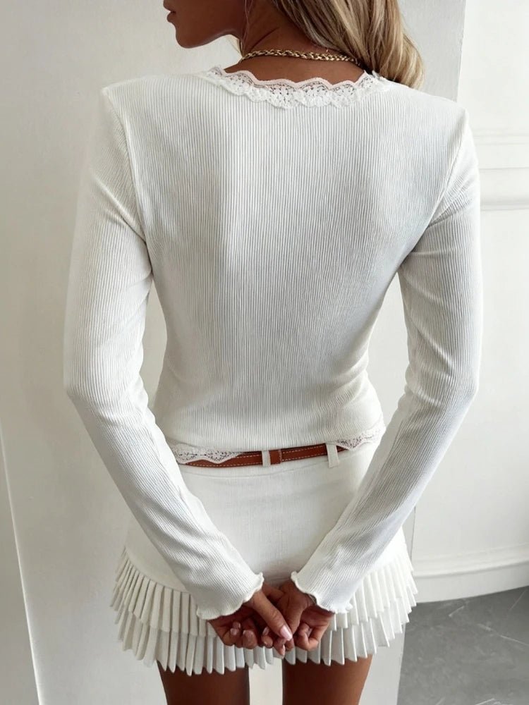 Talia | Cropped Lace Knit Cardigan
