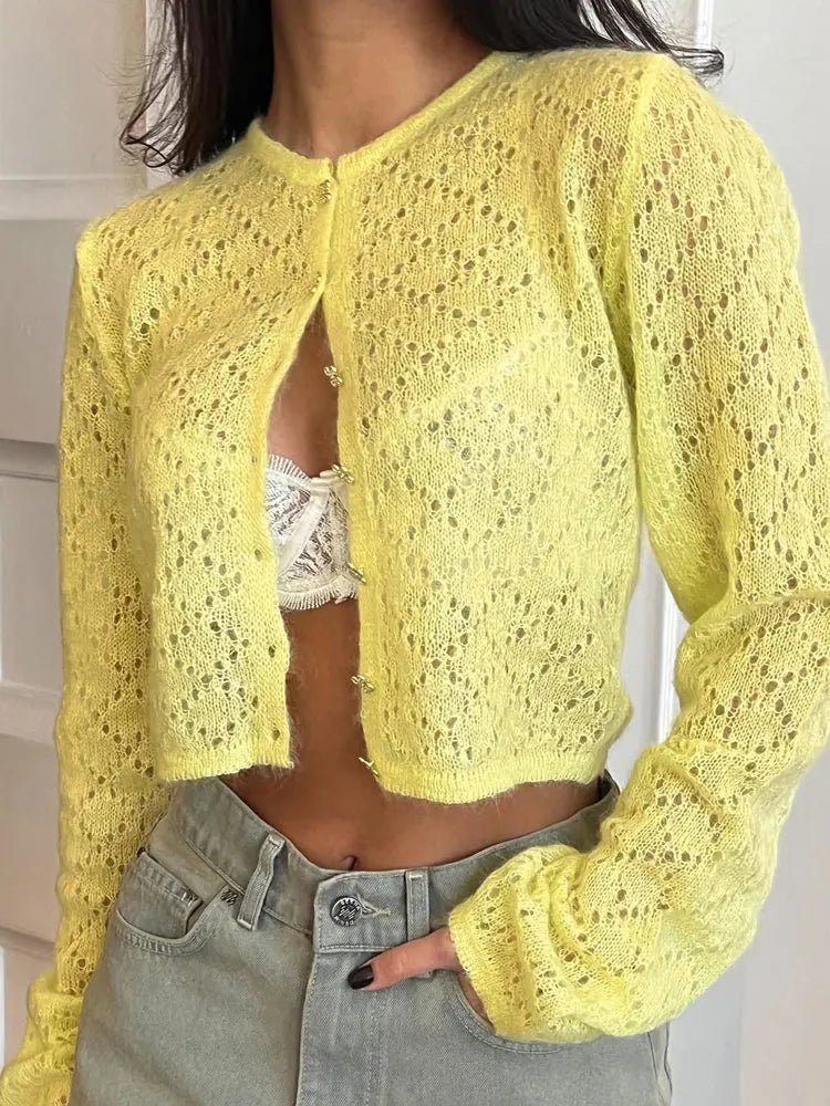 Olive | Sheer Cropped Cardigan
