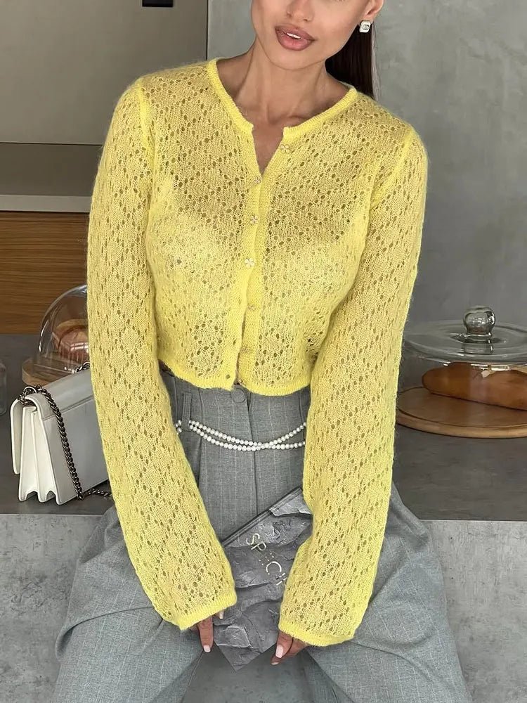 Olive | Sheer Cropped Cardigan