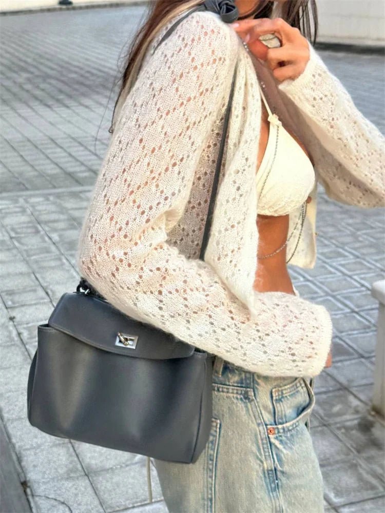Olive | Sheer Cropped Cardigan